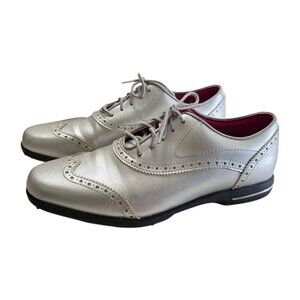 Footjoy Tailored Collection Wingtip Spikeless Golf Shoe In Metallic Silver Sz 9M